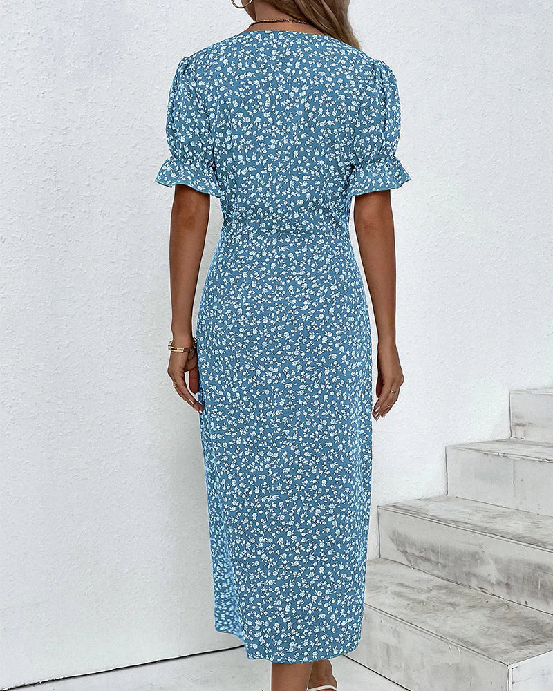 Ivy | Kurzärmeliges Kleid mit Blumenmuster