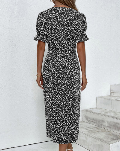 Ivy | Kurzärmeliges Kleid mit Blumenmuster