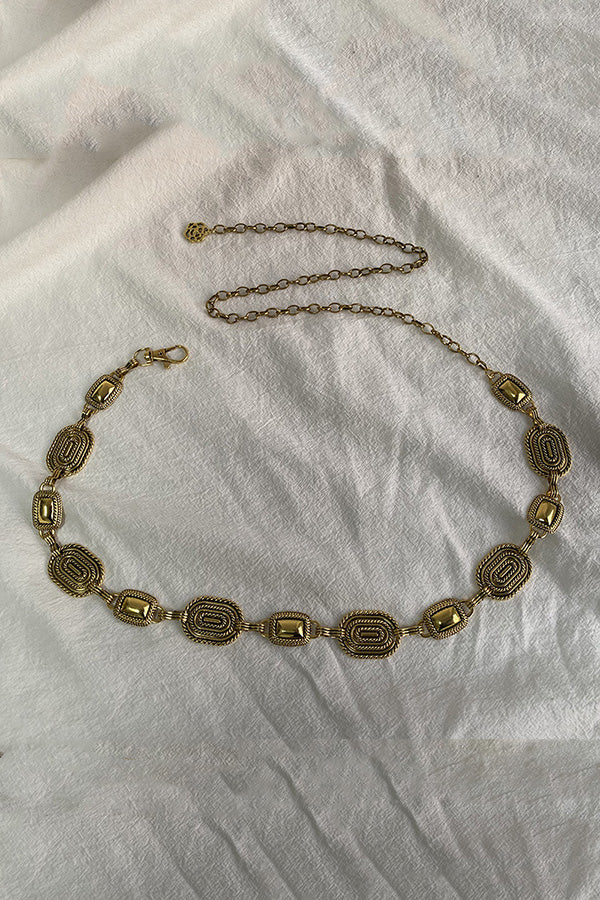 Raegan Retro Geometric Taillenkette – Verstellbare Metallkette Für Elegante Silhouetten