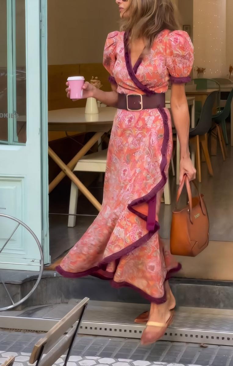 Haley | Langer Rock mit Puffärmeln und asymmetrischem Rock