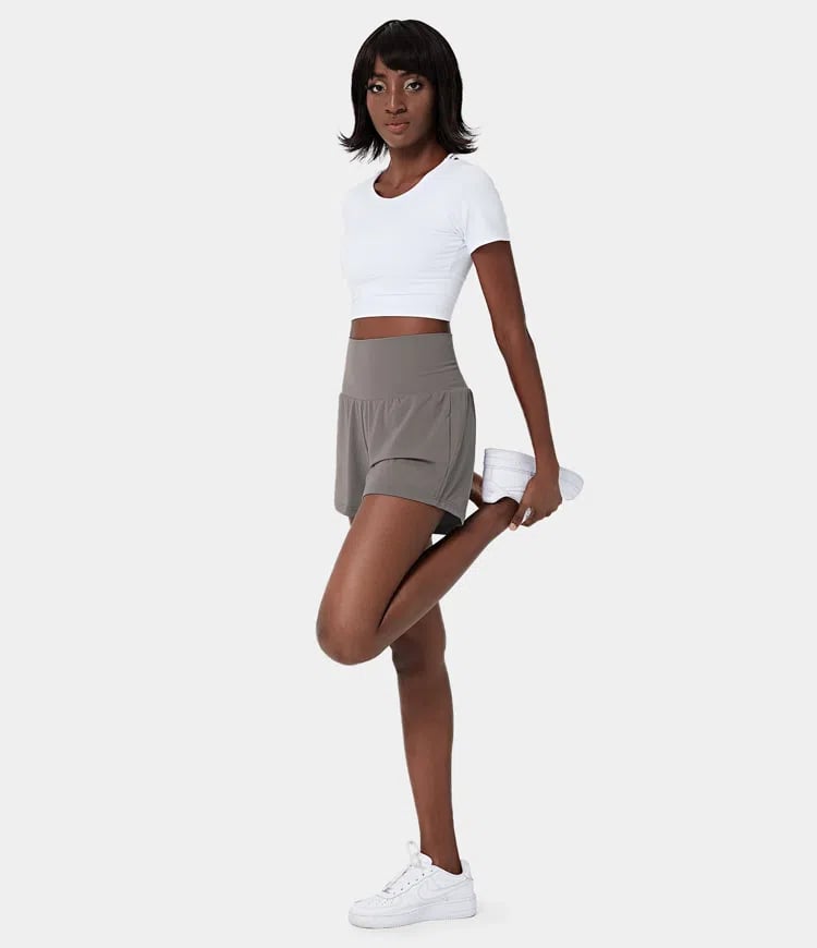 Laurel |  2-in-1-Yogashorts mit hoher Taille und Seitentaschen