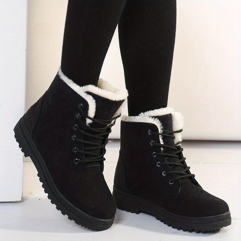 Winterschuhe Damen | Schnürung Flache Sohle Stiefel
