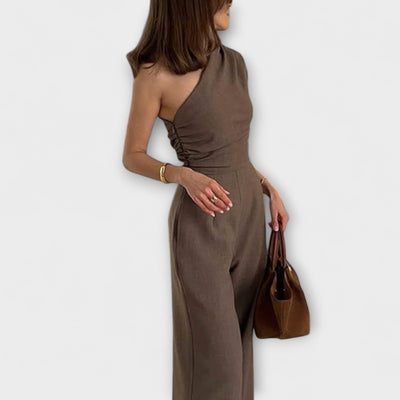 Anya - Schicker asymmetrischer Ein-Schulter-Raff-Jumpsuit