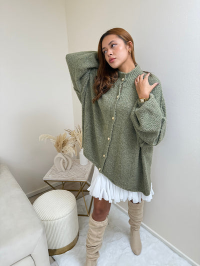 Oversize Strickjacke Lang