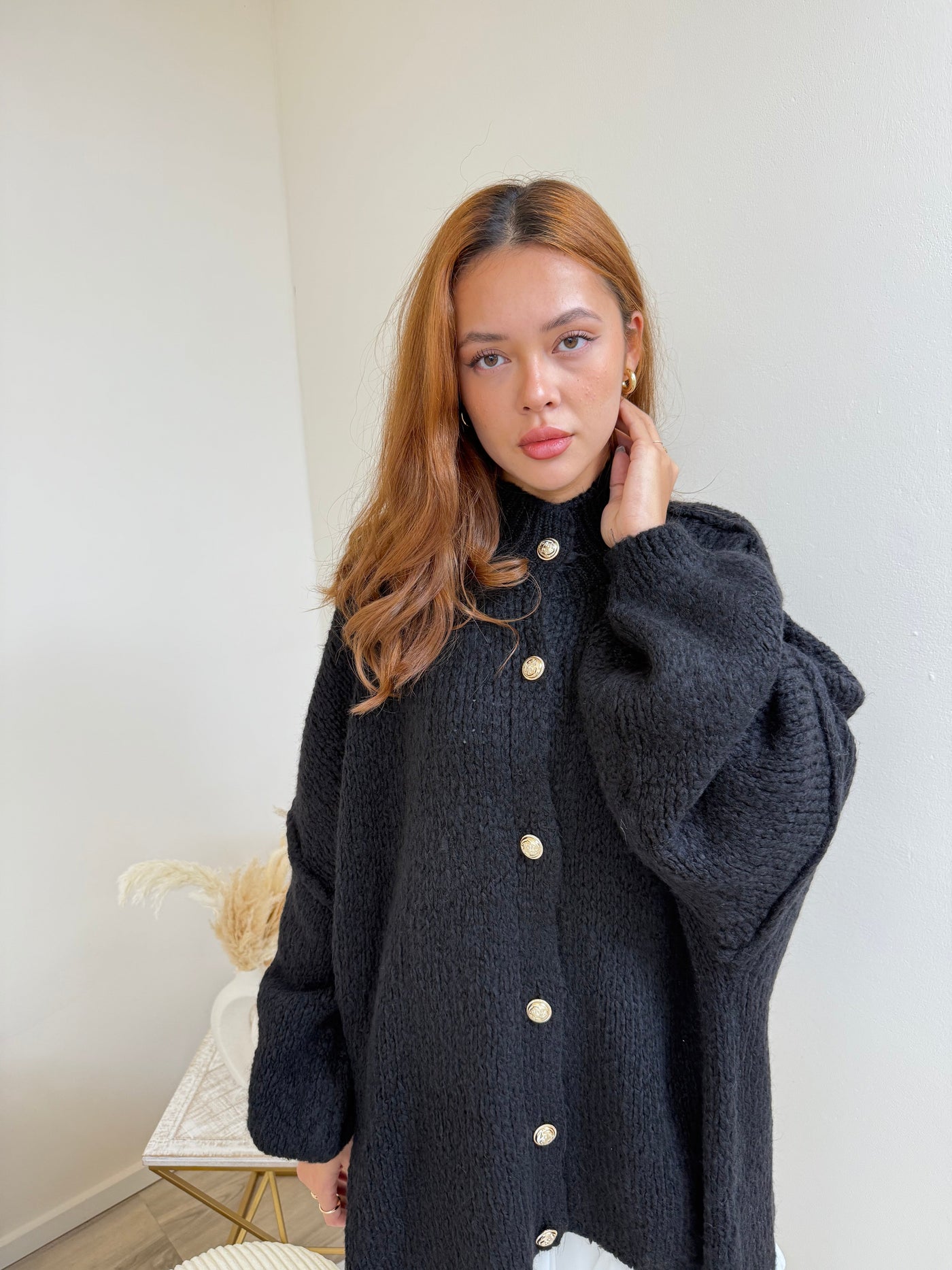 Oversize Strickjacke Lang