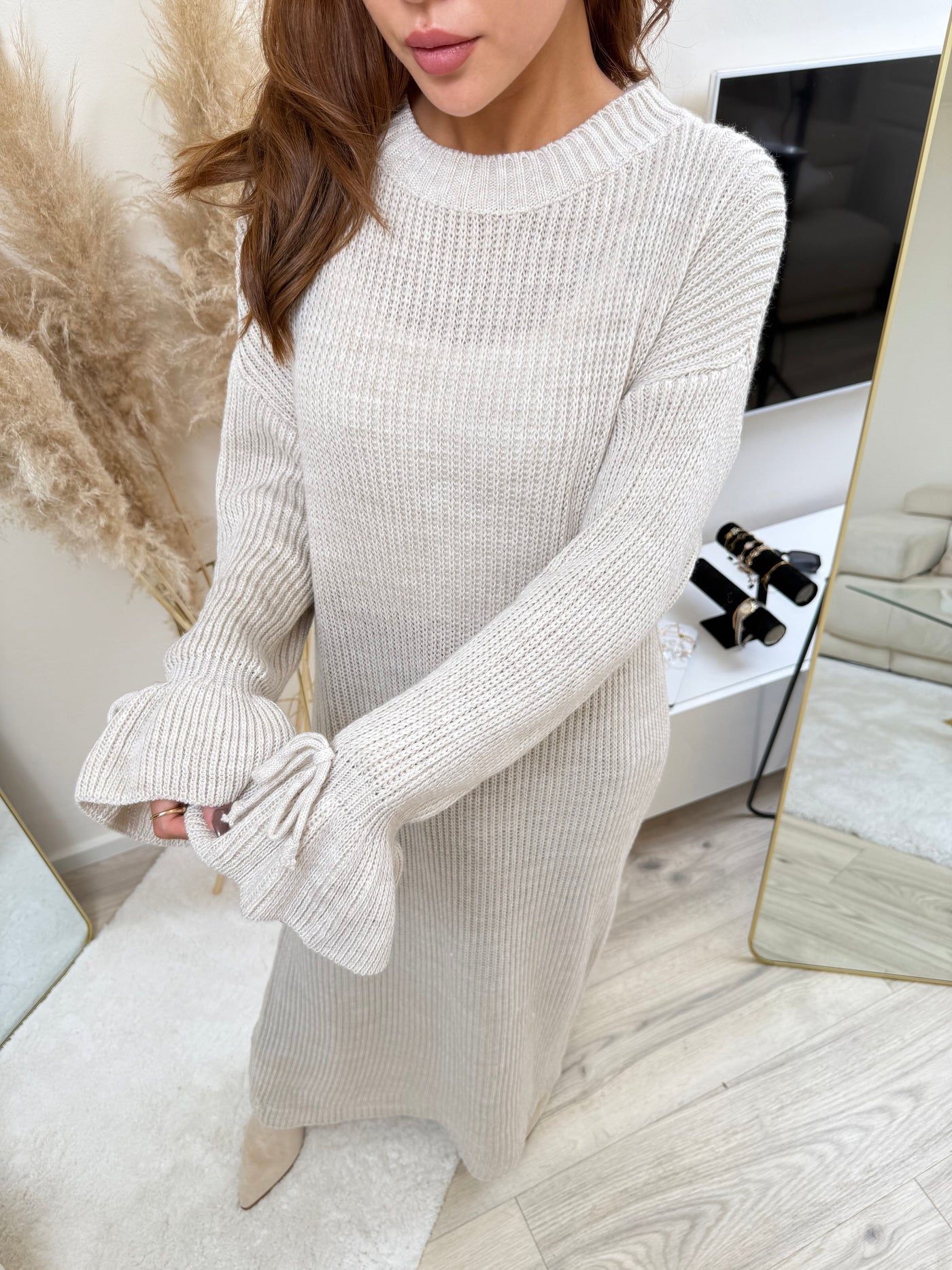 Strick-Kleid mit Ballonärmeln