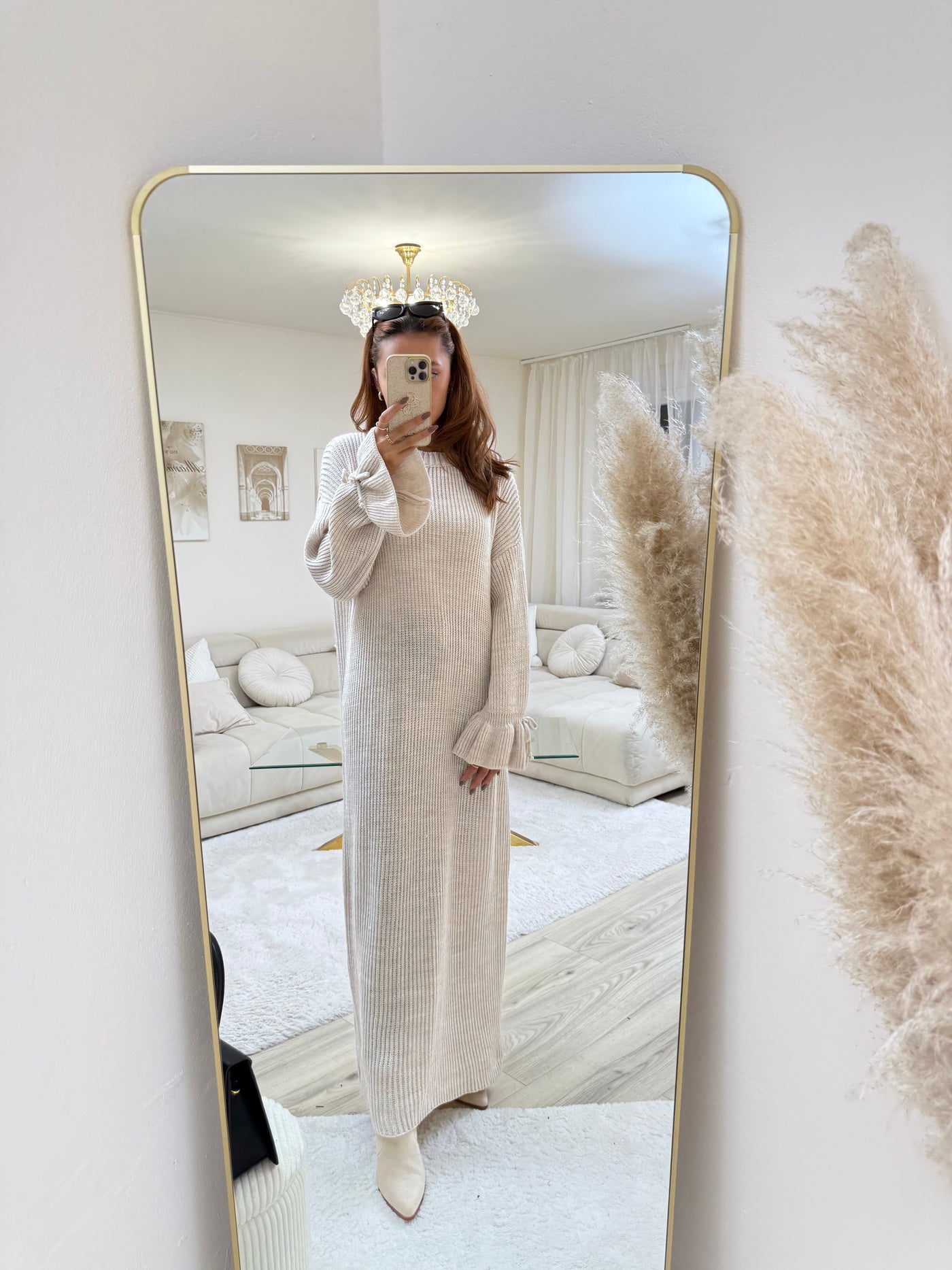 Strick-Kleid mit Ballonärmeln