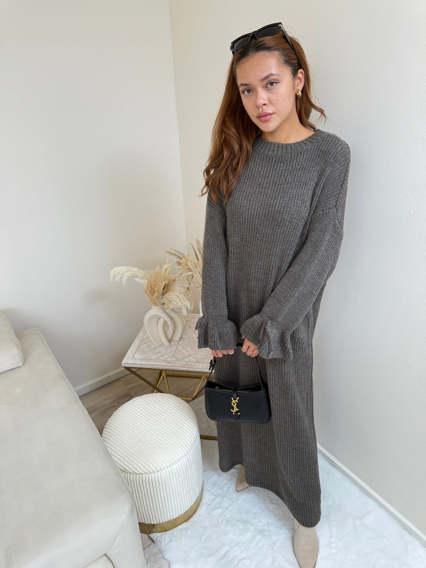 Strick-Kleid mit Ballonärmeln