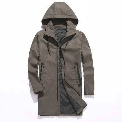 Polstox - Langer Wintermantel Herren – Leichter Steppmantel mit Kapuze und Futter