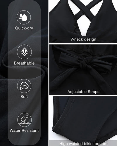 Tommy | Tief ausgeschnittenes Badekleid mit Rüschen am Rücken