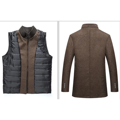 Edeljak - Langer Mantel Herren Stehkragen Stilvoll Gefüttert Übergangsjacke