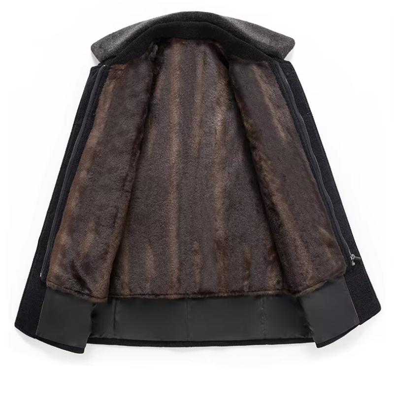 Herrmax - Langer Mantel Herren Stilvoller Wintermantel Mit Brusttasche und Revers