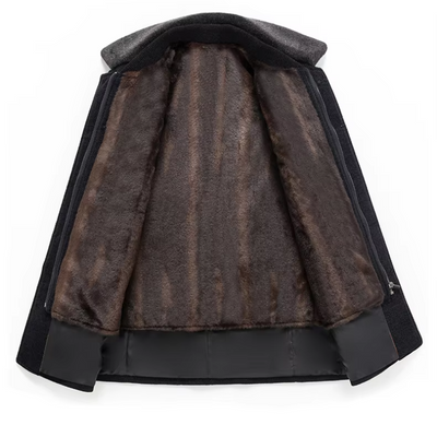 Herrmax - Langer Mantel Herren Stilvoller Wintermantel Mit Brusttasche und Revers