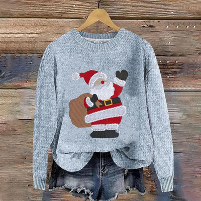 Weihlus - Weihnachtspullover mit Weihnachtsmann und Strickdetails