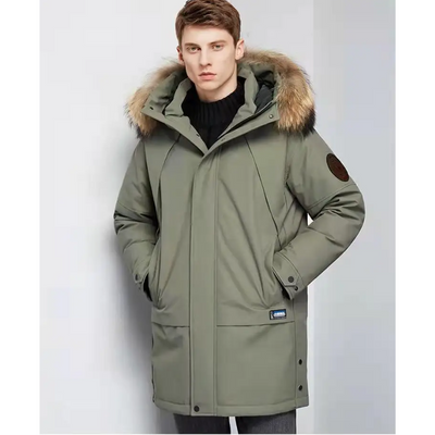 Kräftig - Parka Winterjacke Herren – Lang, Warm Gefüttert, Mit Kunstfellkapuze