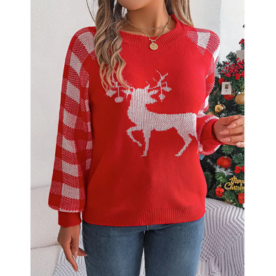 Gestrik - Weihnachtspullover mit Rentier-Motiv, Herren Strickpullover