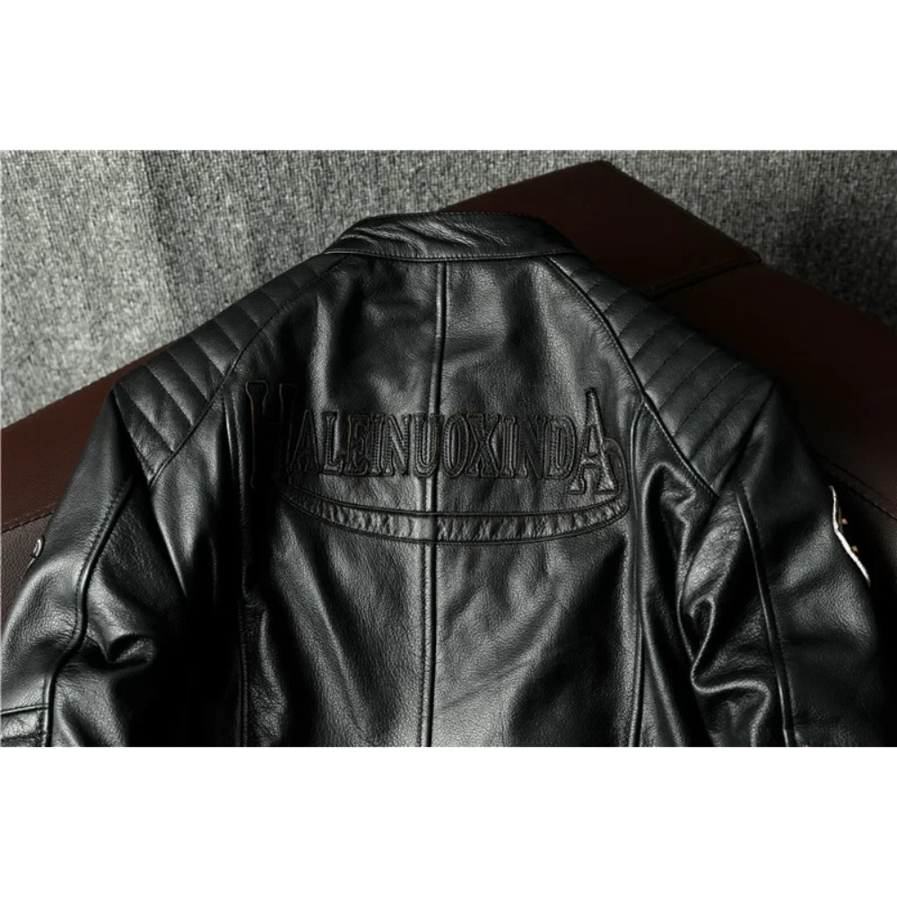 Luxhern - Lederjacke Herren mit Kapuze, Camouflage Bikerjacke