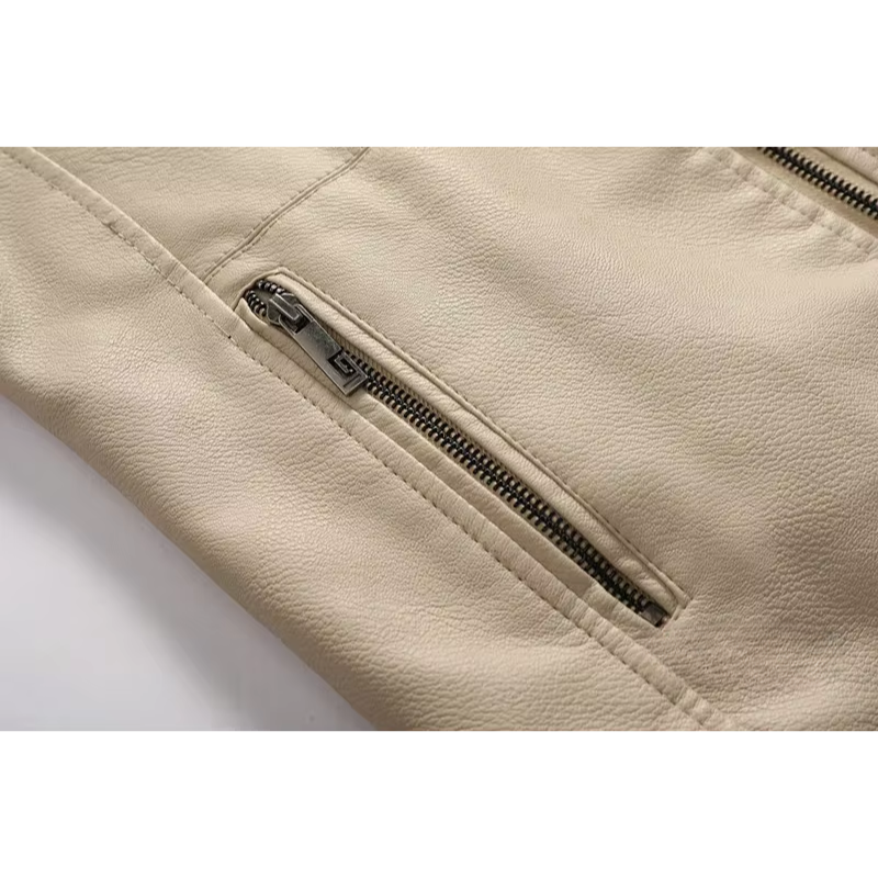 Altvenk - Lederjacke Herren, Langer Schnitt mit Reißverschluss und Stehkragen