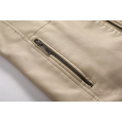 Altvenk - Lederjacke Herren, Langer Schnitt mit Reißverschluss und Stehkragen