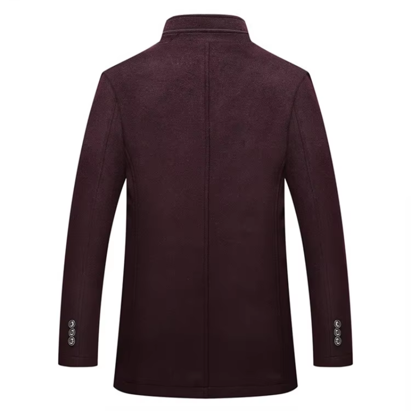 Wintern - Langer Mantel Herren Klassischer Wollmantel Mit Revers und Knöpfen