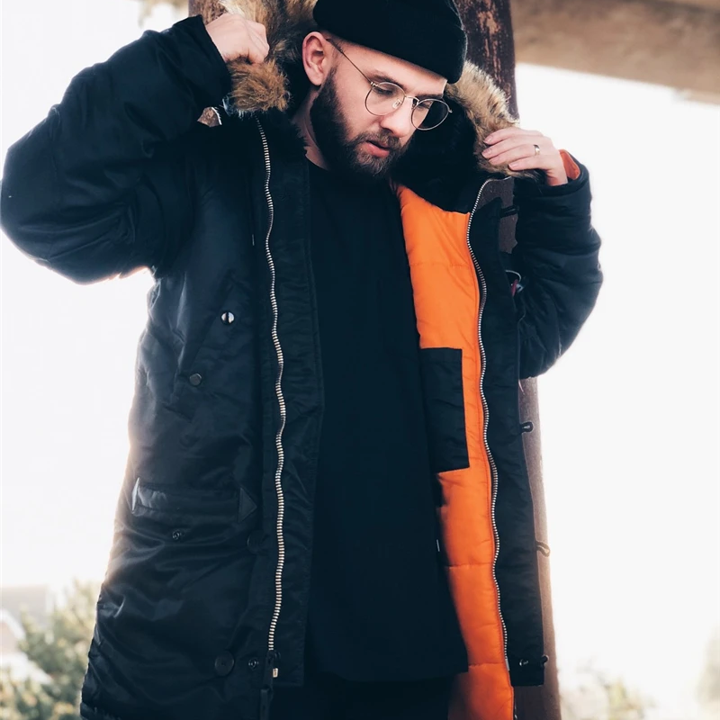 Wandorm - Wintermantel Männer mit Fleece-Futter, Outdoor-Jacke mit Kapuze und Taschen