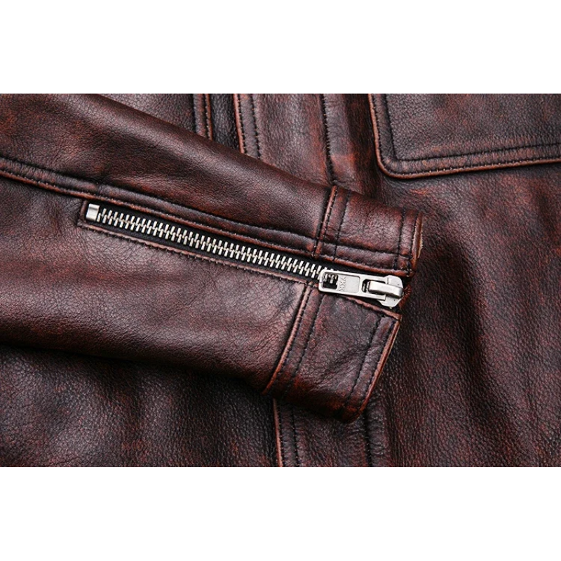 Zeltrov - Lederjacke Herren, Stilvolle Jacke aus Echtleder mit Stehkragen