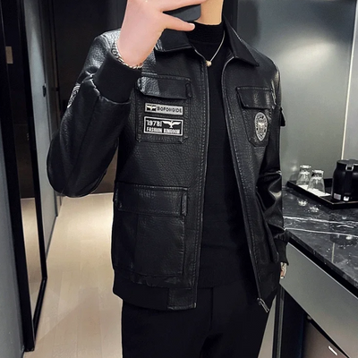 Zendolt - Lederjacke Herren mit Stehkragen, Klassische Bikerjacke aus Echtleder