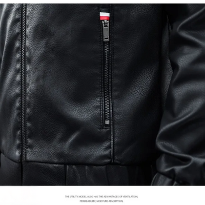 Boldvar - Lederjacke Herren, Warme Jacke mit abnehmbarer Kapuze und Reißverschluss