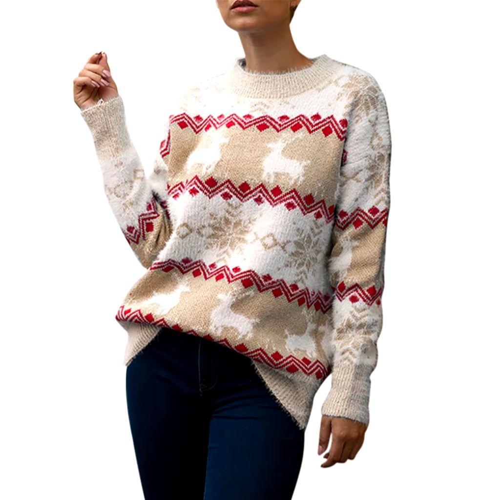 Schneeb - Weihnachtspullover – Bequem, Langarm, Mit Weihnachtlichem Motiv