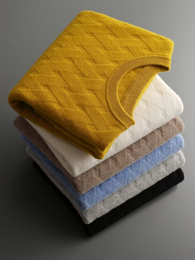 Pulwoll - Wollpullover Herren – Klassischer Strickpullover mit V-Ausschnitt