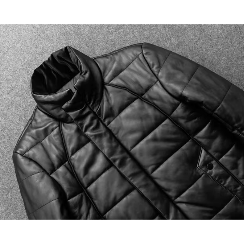 Bravden - Lederjacke Herren mit Stehkragen, Warm gefütterte Winterjacke