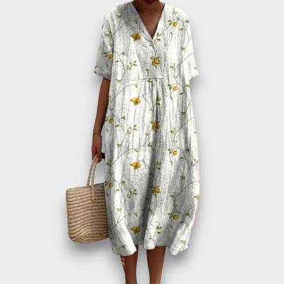 Miradie – Blumiges Midikleid mit V-Ausschnitt