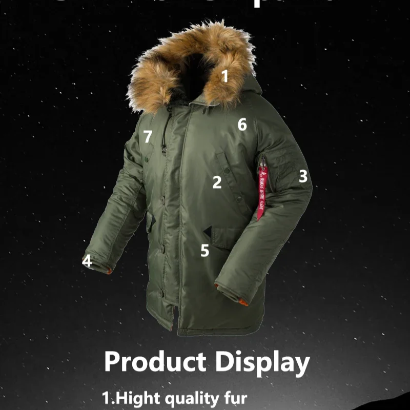 Kaltgen - Wintermantel Männer, Winddichte Jacke mit Kordelzug und Reißverschluss