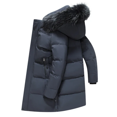 Herrtep - Pufferjacke Herren mit abnehmbarem Kunstfellkragen und Reißverschlusstaschen