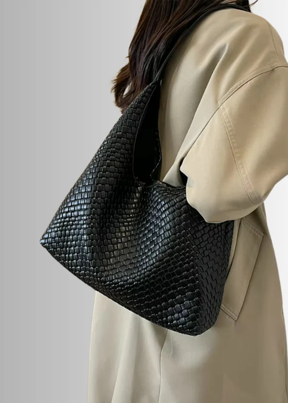 Geflochtene Umhängetasche – Vegan Leder mit Innentasche