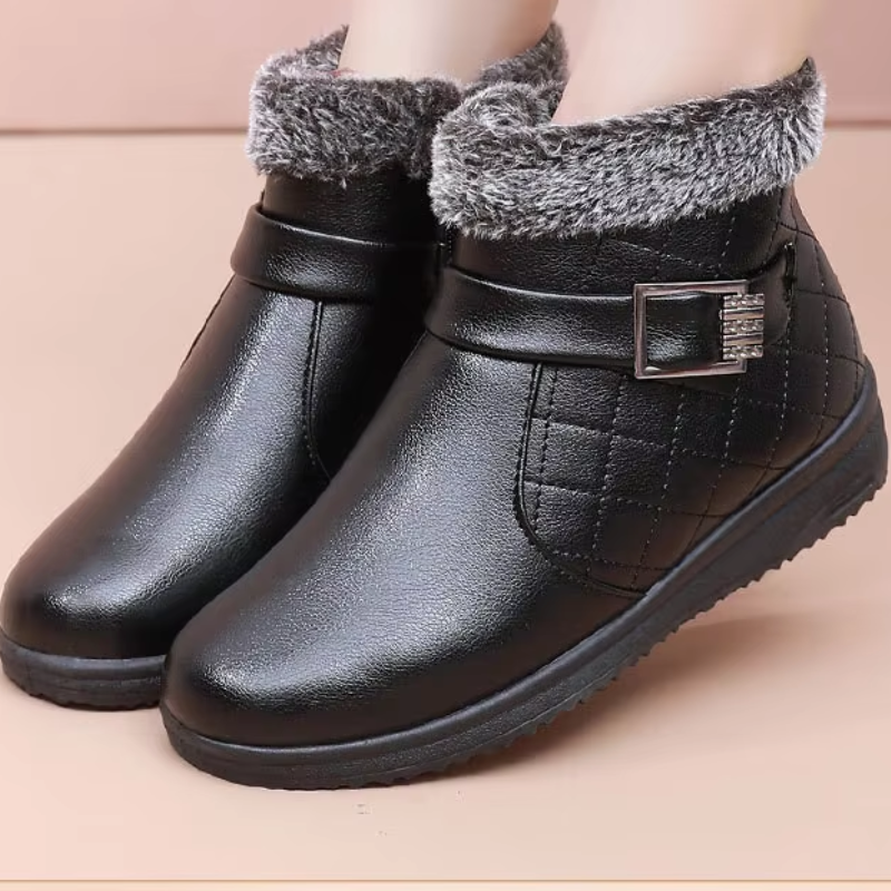 Solexia - Damen Winterstiefel mit Fellkragen und rutschfester Sohle