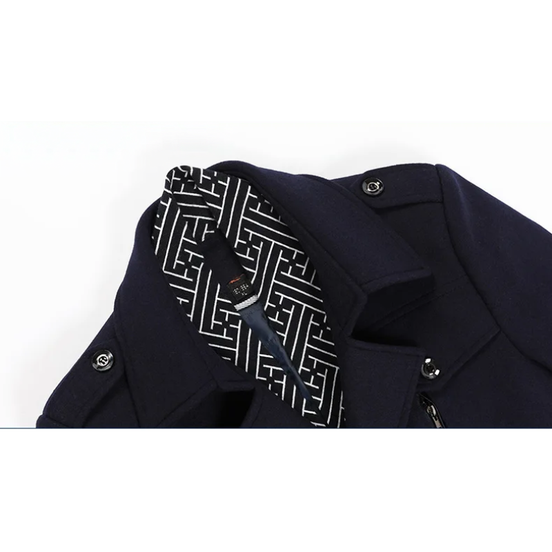 Hochfed - Langer Mantel Herren Winterjacke Mit Stehkragen und Reißverschluss