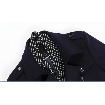 Hochfed - Langer Mantel Herren Winterjacke Mit Stehkragen und Reißverschluss