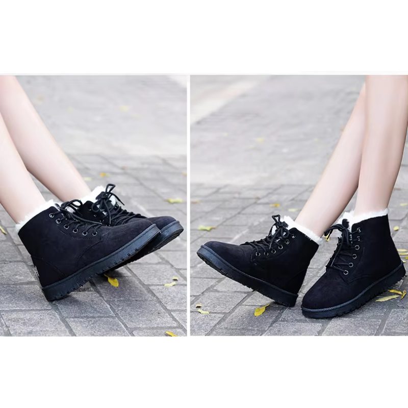 Flezvia - Damen Winterstiefel mit Schnürung und flauschigem Innenfutter