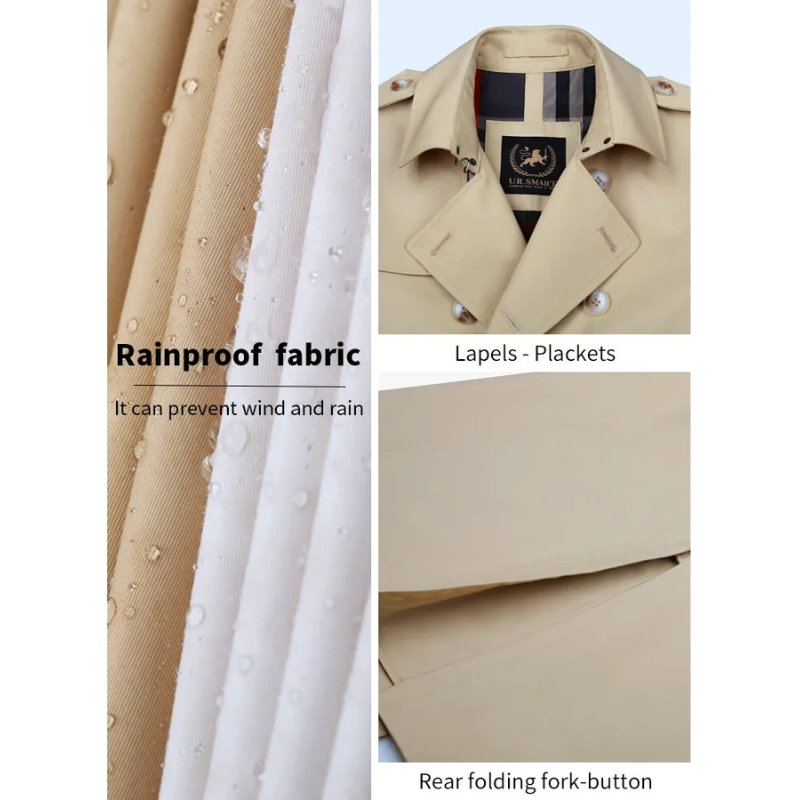 Eichenr - Wasserabweisende Mantel Jacke Herren – Klassischer Trenchcoat mit Gürtel