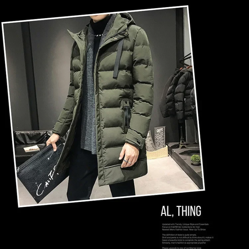 Warmtex - Langer Wintermantel Herren Winddicht Wasserdicht Mit Kapuze Gefüttert