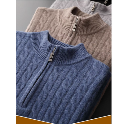 Ziptran - Hochwertiger Strickpullover mit Reißverschluss Herren – Ideal für Wintertage