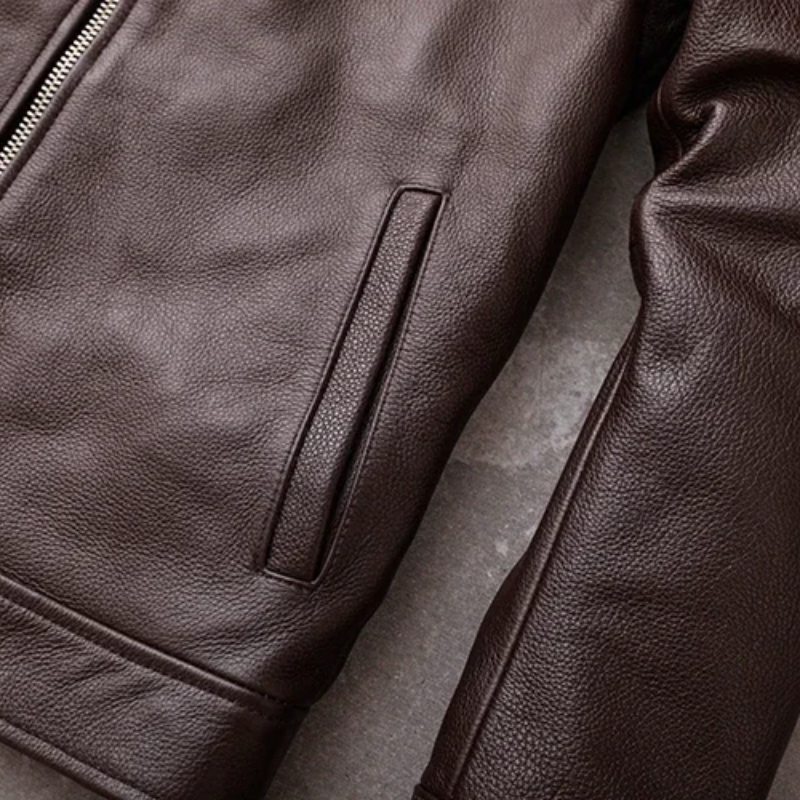 Ventorg - Lederjacke Herren, Gepolsterte Jacke mit Reißverschluss und Druckknöpfen