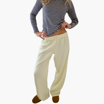 Damen Loungehose mit elastischem Bund und weitem Bein