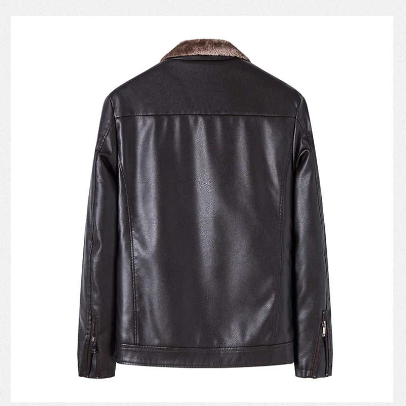 Trenlon - Lederjacke Herren mit abnehmbarer Kapuze, Bikerjacke aus Echtleder