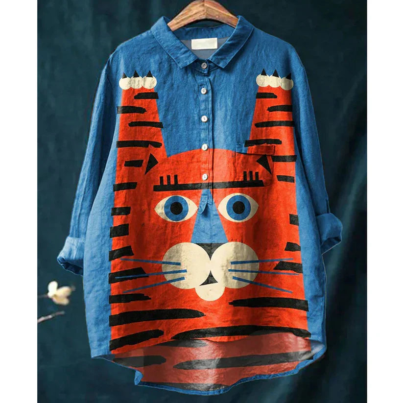 Binky™ – Künstlerisches T-Shirt mit Katzenmotiv