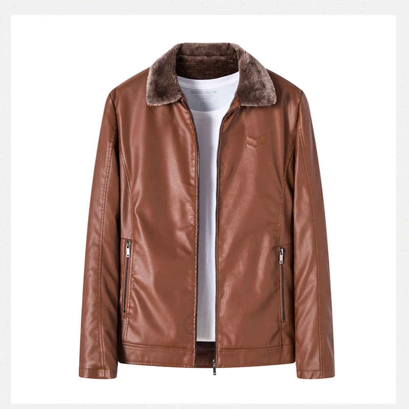 Trenlon - Lederjacke Herren mit abnehmbarer Kapuze, Bikerjacke aus Echtleder