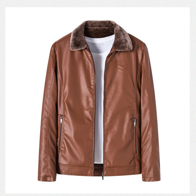 Trenlon - Lederjacke Herren mit abnehmbarer Kapuze, Bikerjacke aus Echtleder