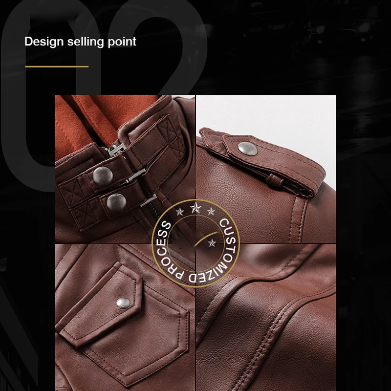 Bronvek - Lederjacke Herren mit Reißverschluss, Klassische Jacke aus Echtleder