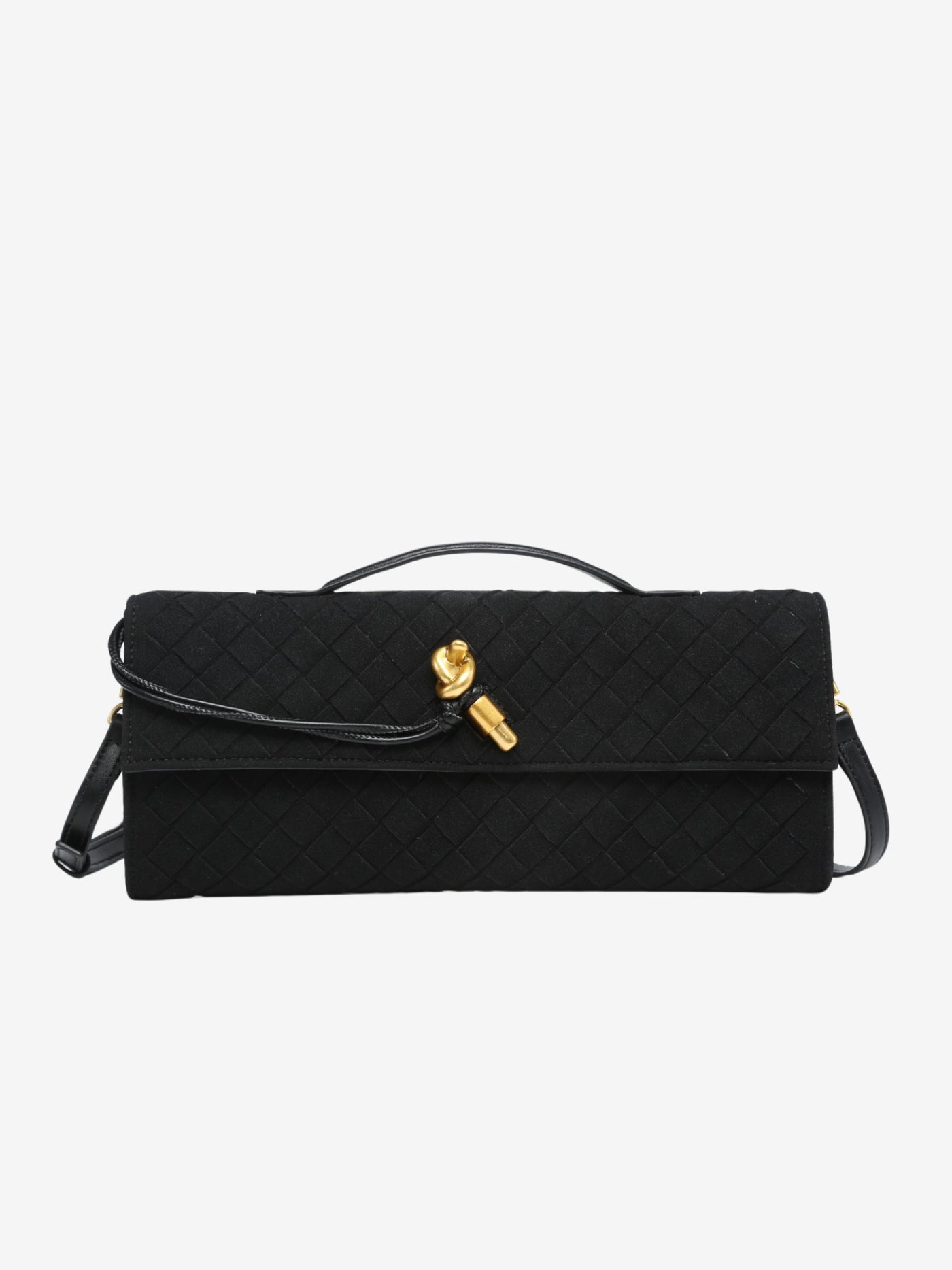 Cherry Luxe Woven Suede Clutch Mit Abnehmbarem Schultergurt – Eleganter Vegan-Leder Handtasche